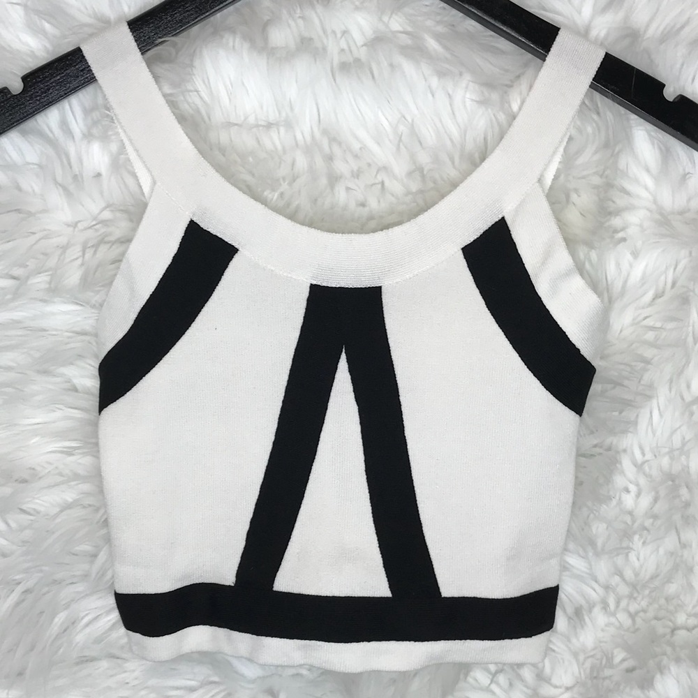 Shein Striped Zipper Back Knit Crop Tank Top